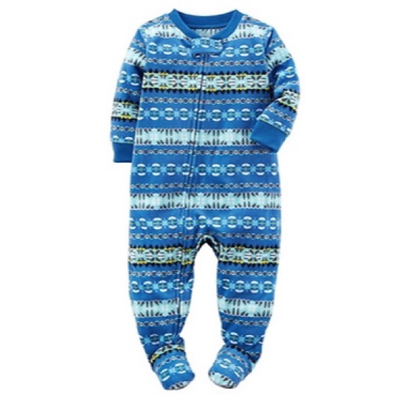 Carter's Other - NWT Carter’s • Blue Fairisle Fleece Footie Pajama